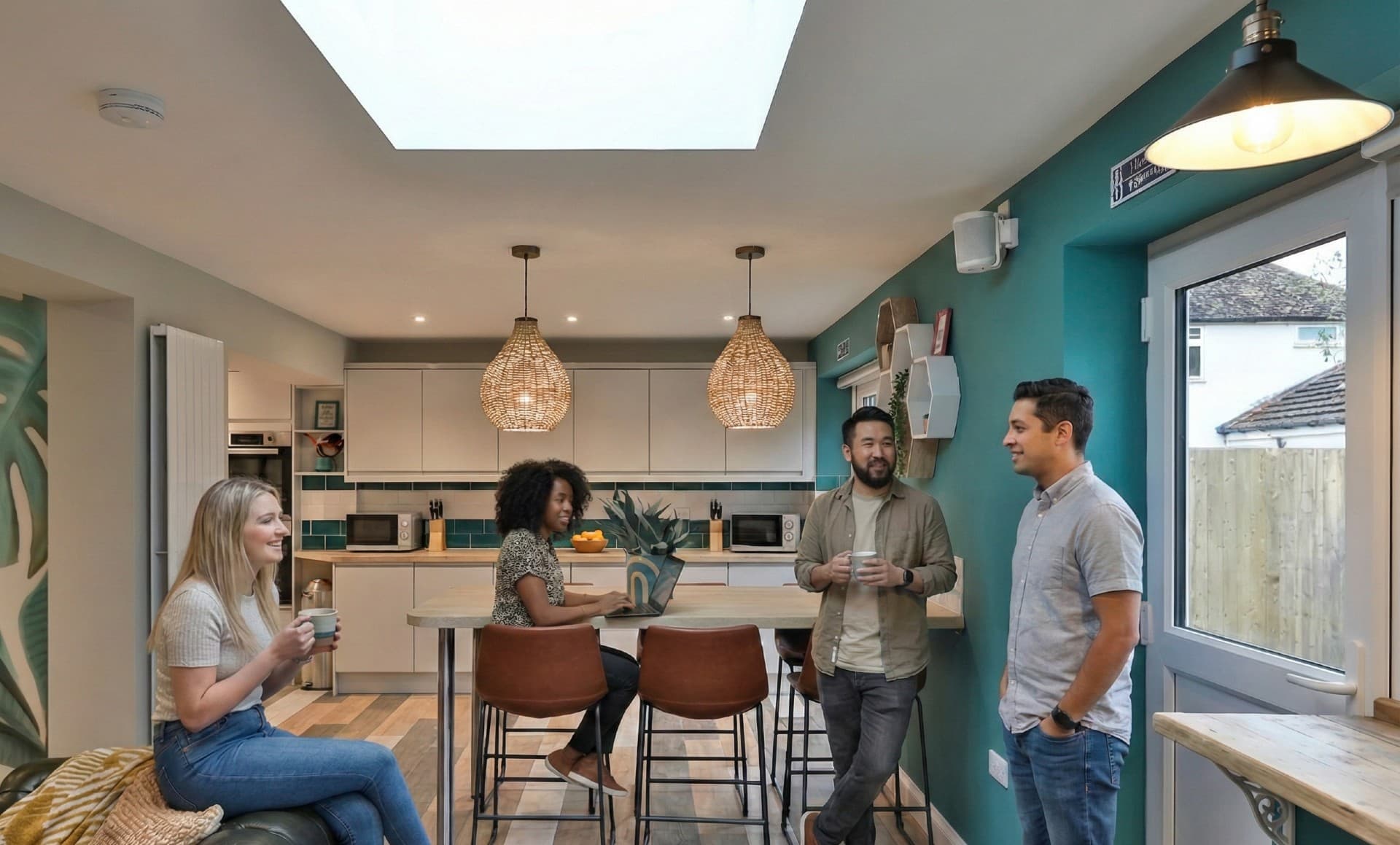 B-Hive Living residents socializing in a welcoming shared space